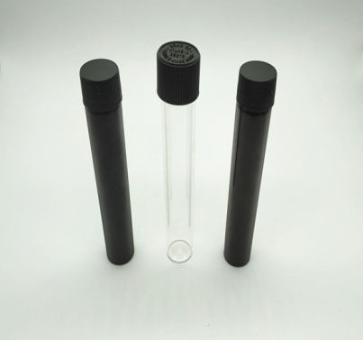 120mm Child Resistant Clear Glass Tube w/Black CR cap 400 Count