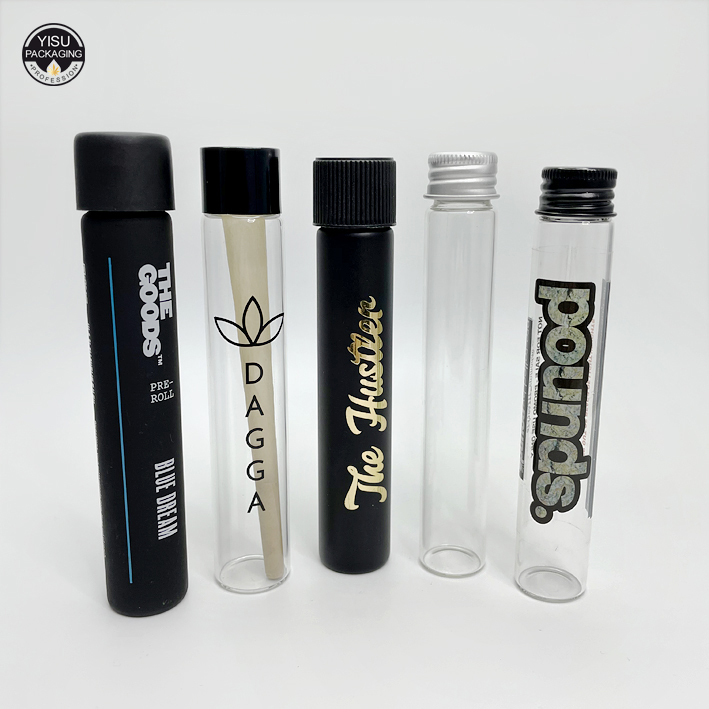 120mm Flower Packaging Black Small Glass Doob Vial Joint Blunt Pre-Rolled Glass Tube