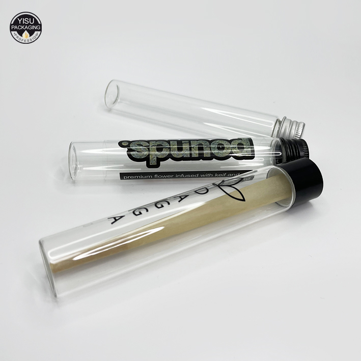 120mm Flower Packaging Black Small Glass Doob Vial Joint Blunt Pre-Rolled Glass Tube