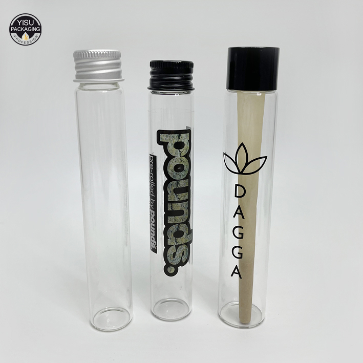 120mm Flower Packaging Black Small Glass Doob Vial Joint Blunt Pre-Rolled Glass Tube