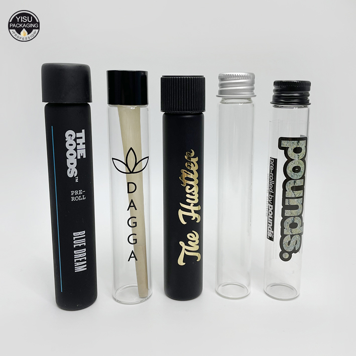 120mm Flower Packaging Black Small Glass Doob Vial Joint Blunt Pre-Rolled Glass Tube