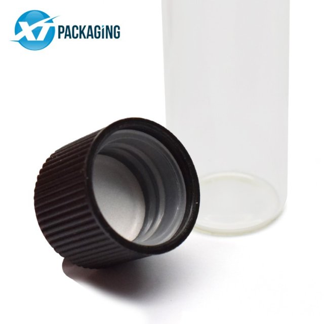 120mm transparent cigar glass test tube child resistant screw lid matte black child proof tubes for prerolls packaging
