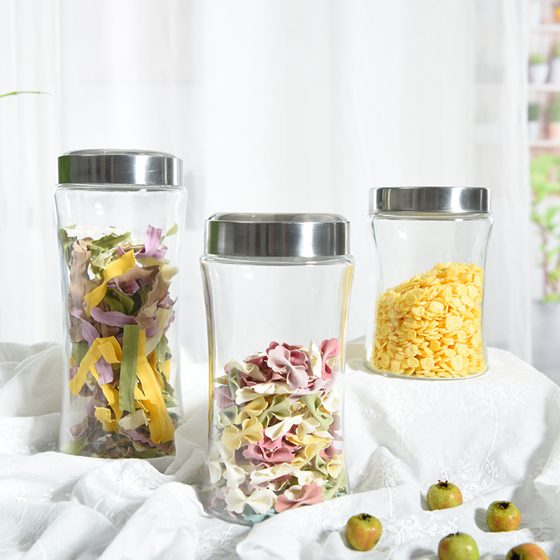 1250ml Metal Lid Sealed Food Candy Cookie Safe Storage Glass jar easy handle ready stock zibo factory direct fast delivery