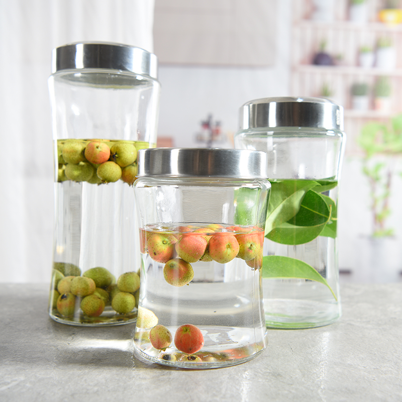 1250ml Metal Lid Sealed Food Candy Cookie Safe Storage Glass jar easy handle ready stock zibo factory direct fast delivery