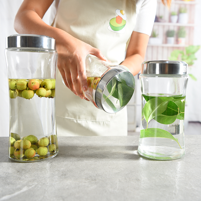 1250ml Metal Lid Sealed Food Candy Cookie Safe Storage Glass jar easy handle ready stock zibo factory direct fast delivery