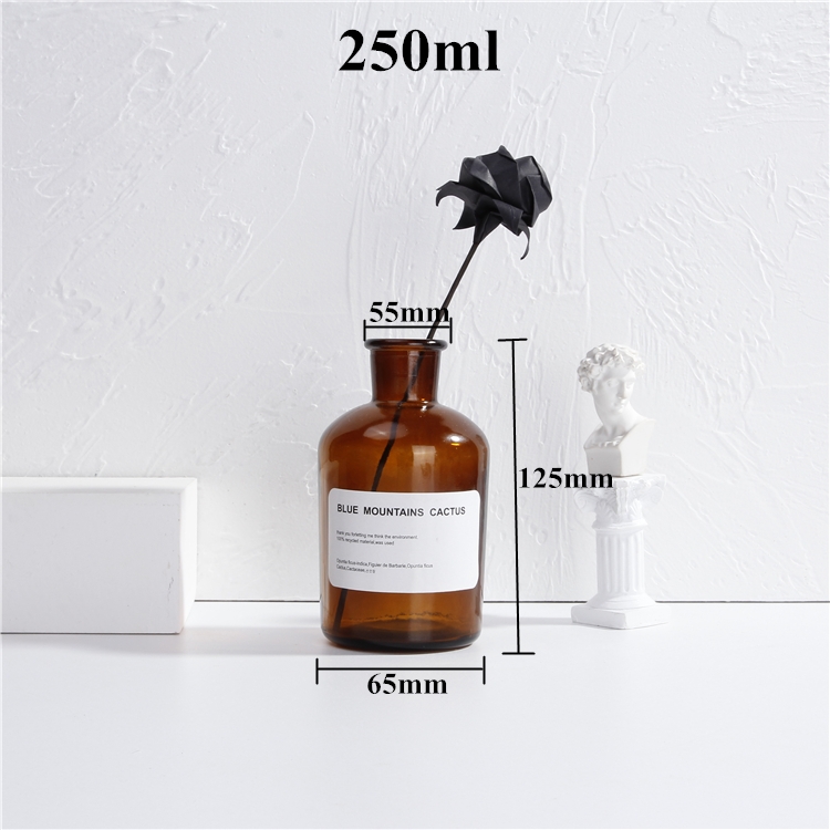 125ml 250ml 500ml Amber Diffuser Wide Mouth Glass Bottle For Perfume Label Sticker Popular Style