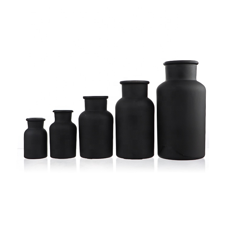 125ml 250ml 500ml Pharmacy Jars Matte Black Amber Apothecary Glass Bottle & Stopper