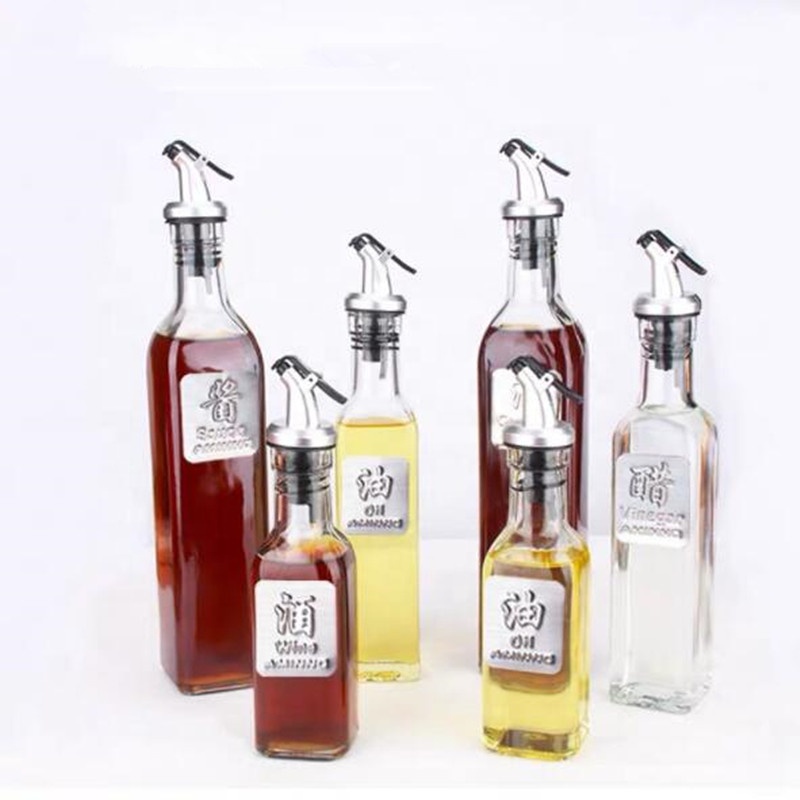 125ml 250ml 500ml olive oil glass bottle with dispenser kitchen glass vinegar cruet with airtight spout
