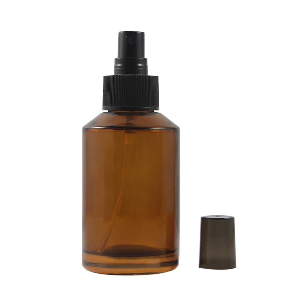 125ml Amber PG201 Glass Bottle with Black Mist Spray Pump