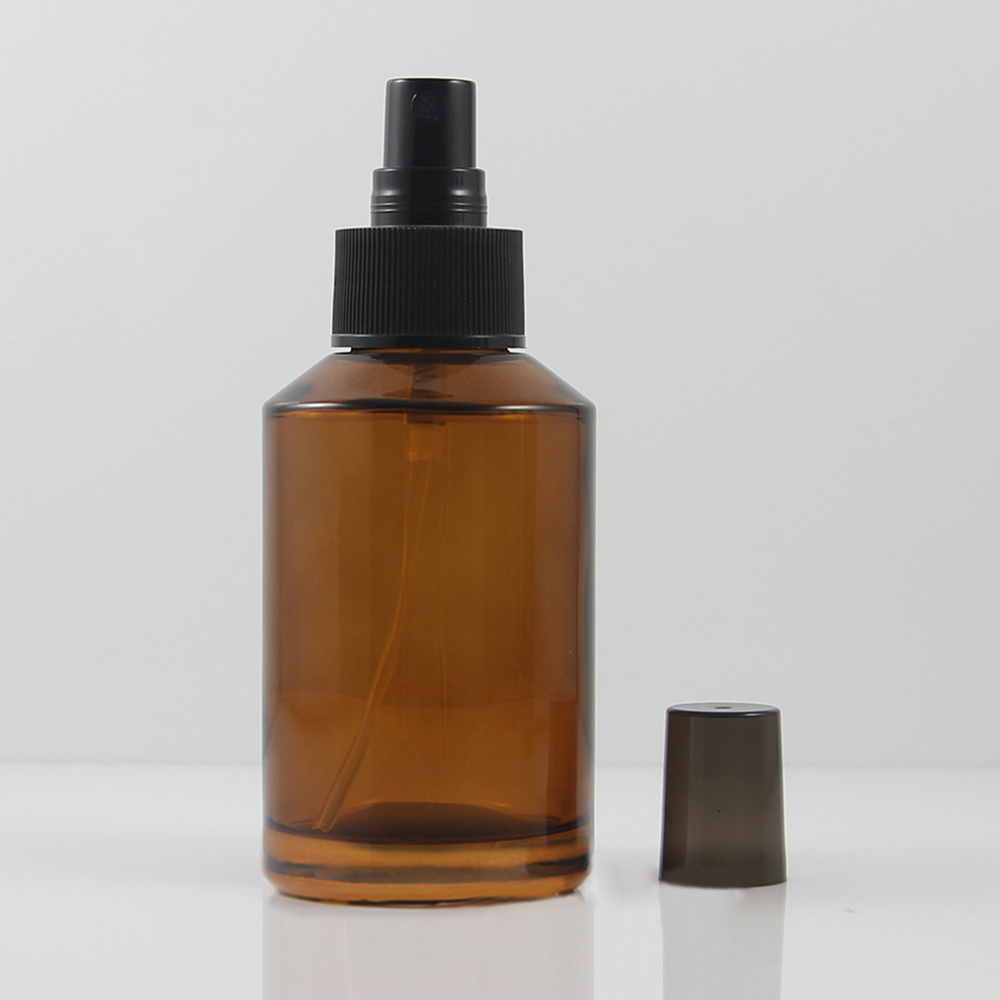 125ml Amber PG201 Glass Bottle with Black Mist Spray Pump
