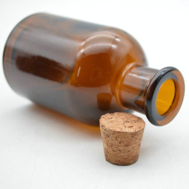 125ml Apothecary reagent bottle amber glass narrow mouth with cork