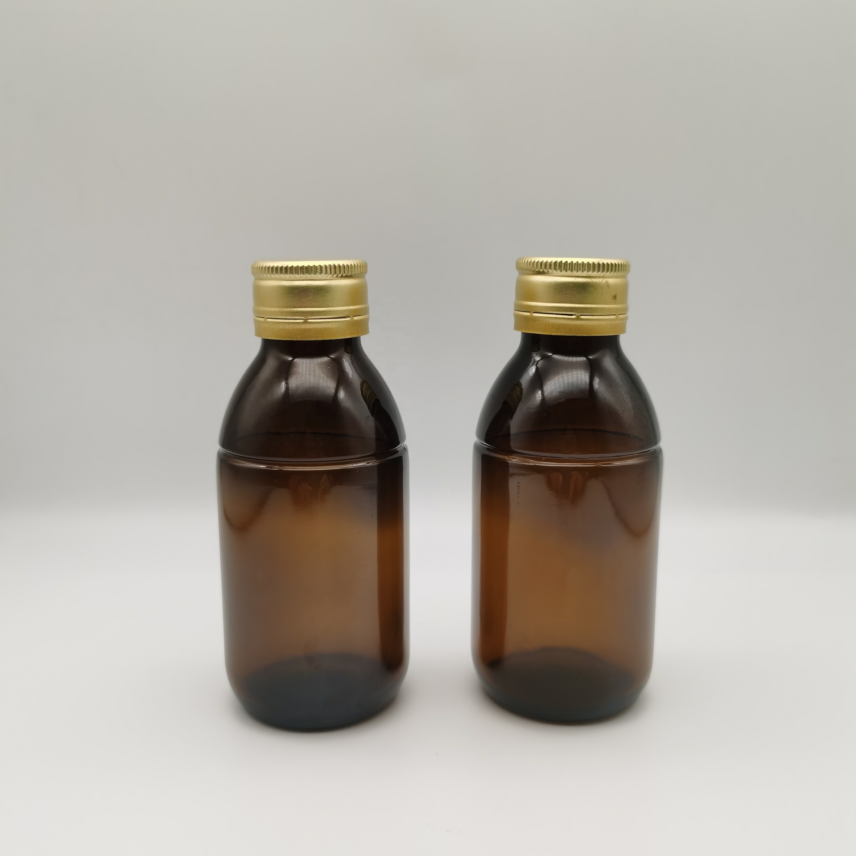 125ml amber syrup medicine glass bottle and Tamper evident metal cap