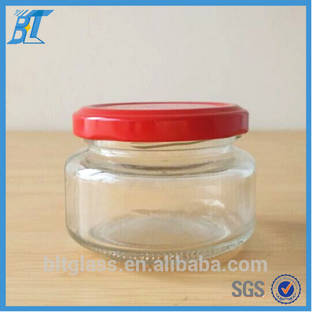 125ml clear flat glass caviar jam packaging jars empty footed glass food container with gold lid salad dressing glass jar