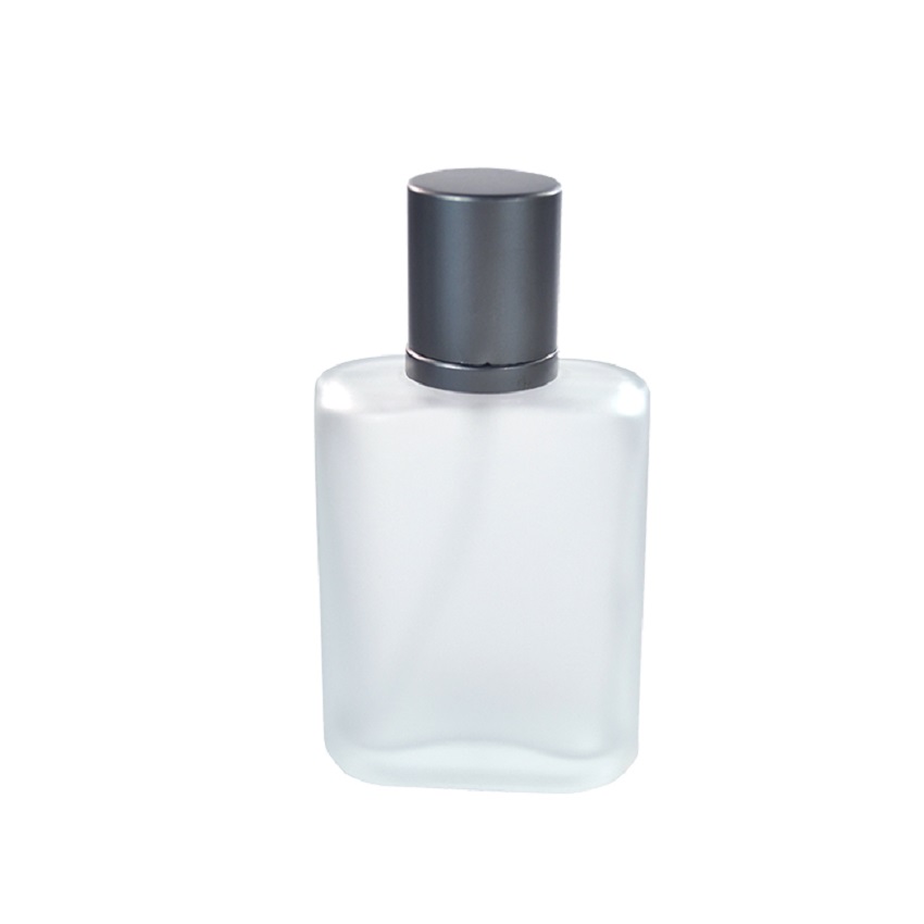 126pc 50ml square shape frosted glass perfume bottle with silver grey spray pump