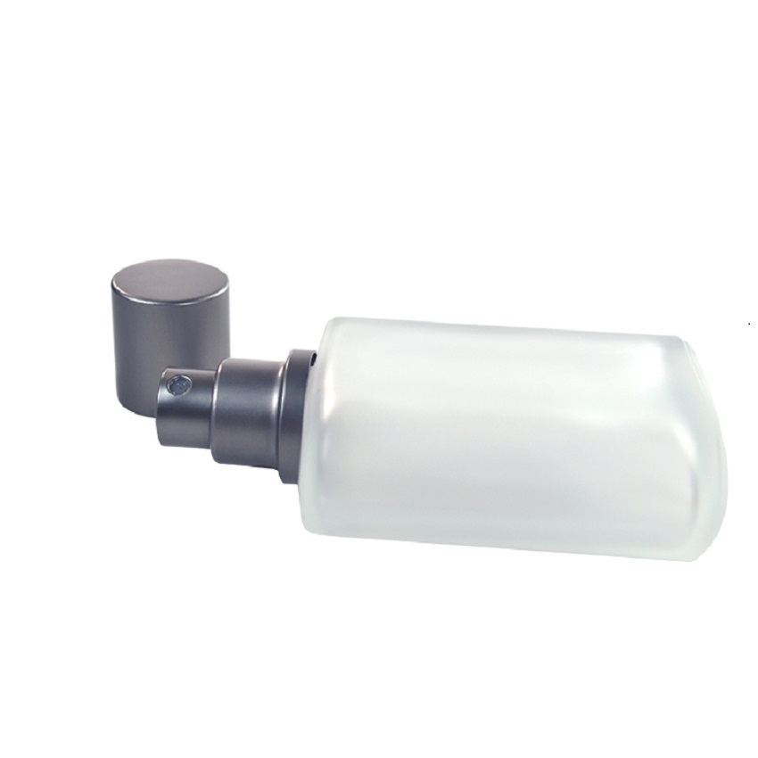 126pc 50ml square shape frosted glass perfume bottle with silver grey spray pump