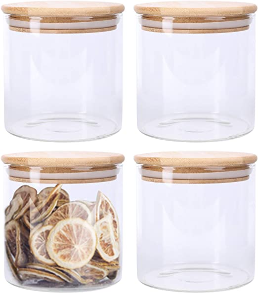 12Pcs Set Small Transparent Airtight Storage Glass Jars Canisters With Bamboo Lids