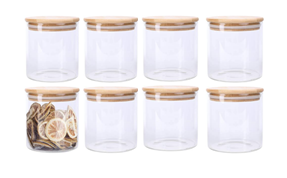 12Pcs Set Small Transparent Airtight Storage Glass Jars Canisters With Bamboo Lids