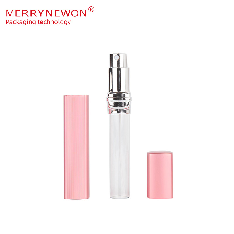 12ml 6 Color Metal Aluminum Case Square Nozzle Spray Perfume Glass Bottle Refillable Bottles Cosmetic Scent Pump Container