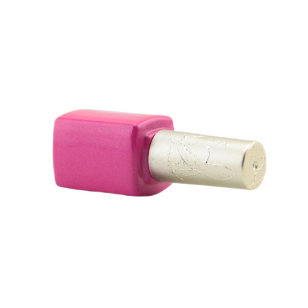 12ml Square Pink Glass Nail Polish Bottle with Cap and Brush