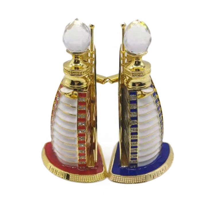 12ml Unique dubai Arabic Style Metal Essential Oil Attar Perfume Glass Bottles with Glass Stick