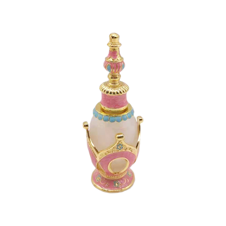 12ml Unique dubai Arabic Style Metal Essential Oil Attar Perfume Glass Bottles with Stick