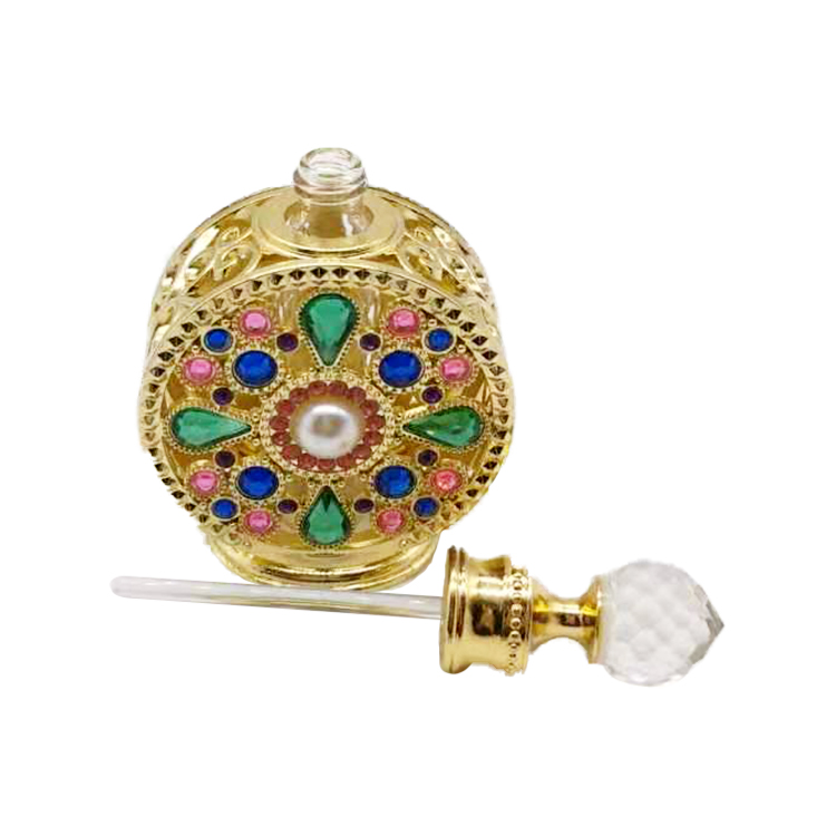 12ml Unique dubai Arabic Style Metal Essential Oil Attar Perfume Glass Bottles