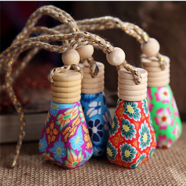 12ml empty polymer clay car hanging air freshener perfume car diffuser glass bottle