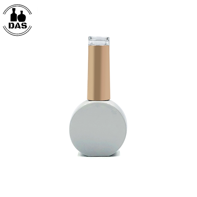 12ml flat round empty white nail polish bottle with brush