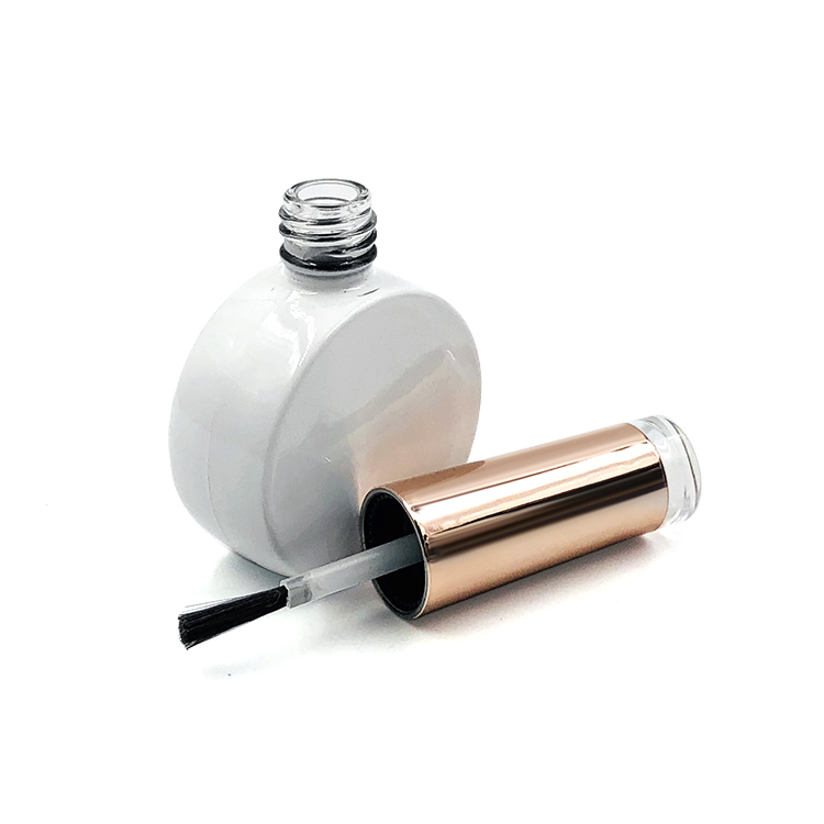 12ml flat round empty white nail polish bottle with brush