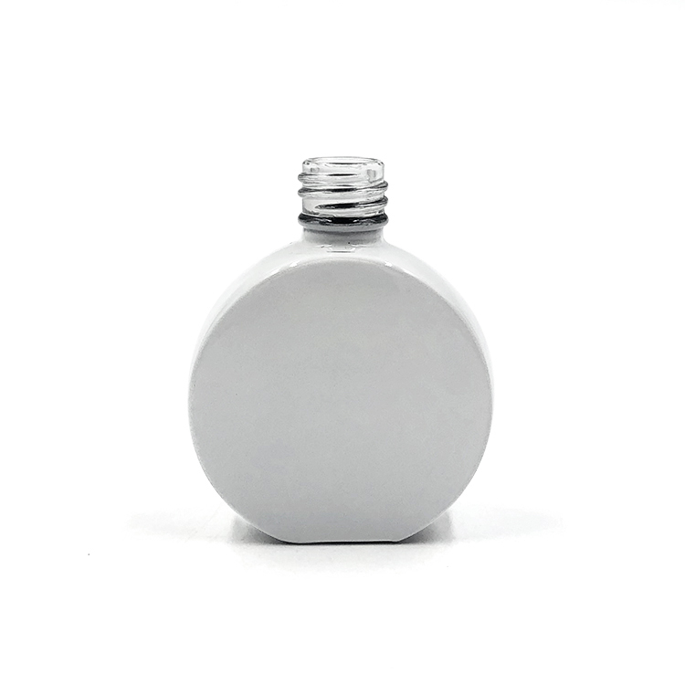 12ml flat round empty white nail polish bottle with brush