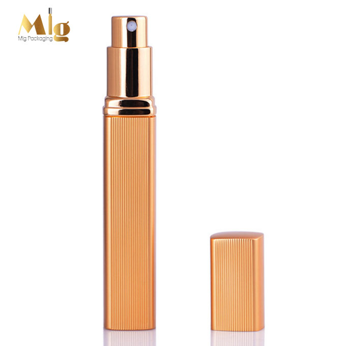 12ml gold aluminum square shaped can refillable spray bottle in stock