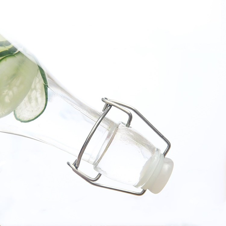 12oz 250ml 500ml 1 liter square glass storage bottle with swing top stopper