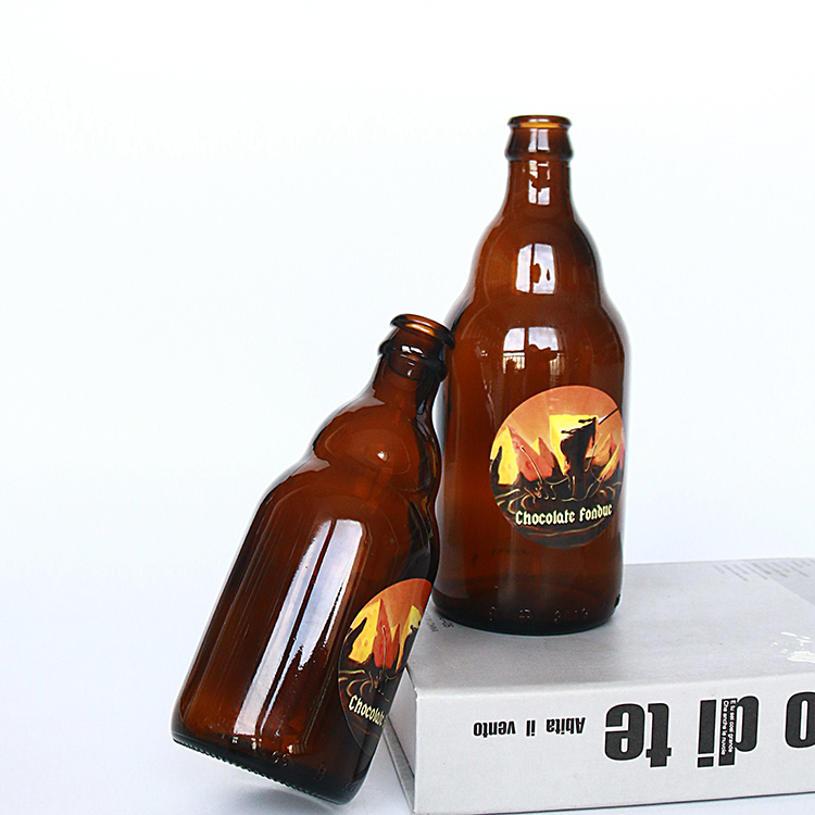 12oz 330ml 500ml Fat Amber Glass Beer Bottle For Cold Brew Coffee With Crown Cap
