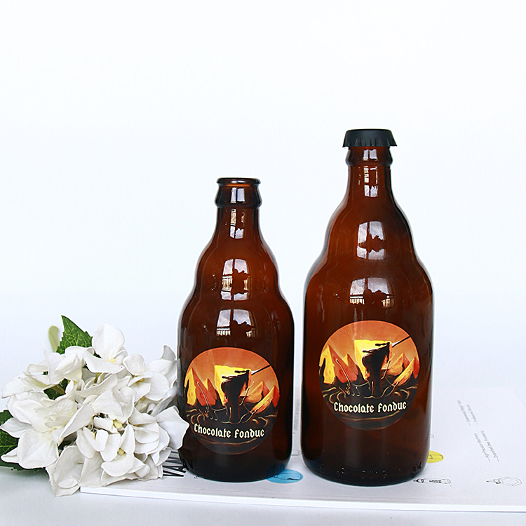 12oz 330ml 500ml Fat Amber Glass Beer Bottle For Cold Brew Coffee With Crown Cap