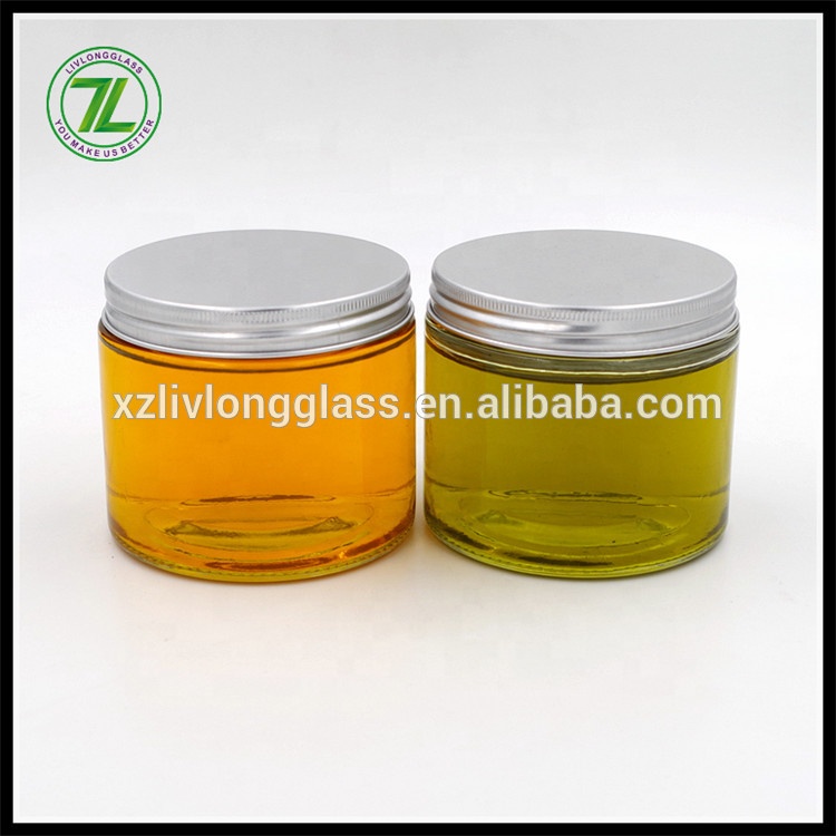 12oz 350ml Clear Wide Mouth Straight Side Hair Care Skin Cream Cosmetic Glass Jars with Silver Aluminum Lids