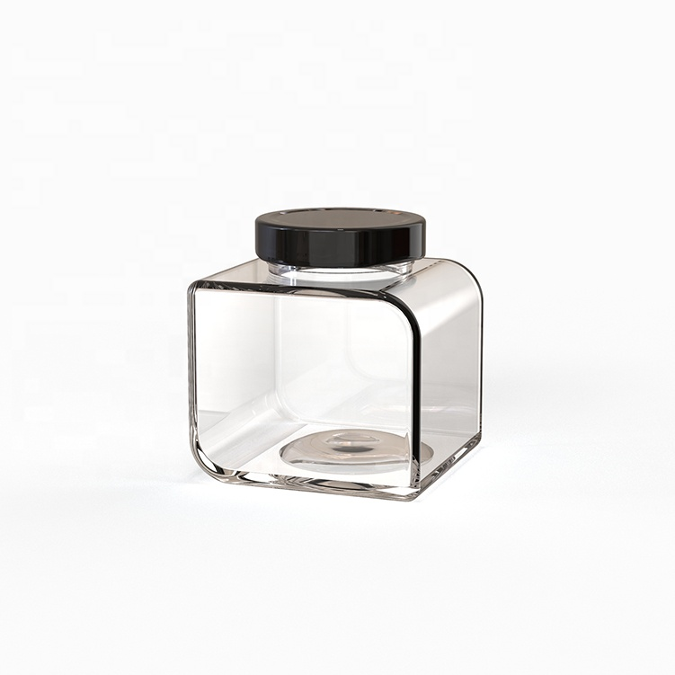 12oz 350ml Unique Square Shape Glass Jar for Honey Jam Storage Glass Sauce Bottle With Metal Lid