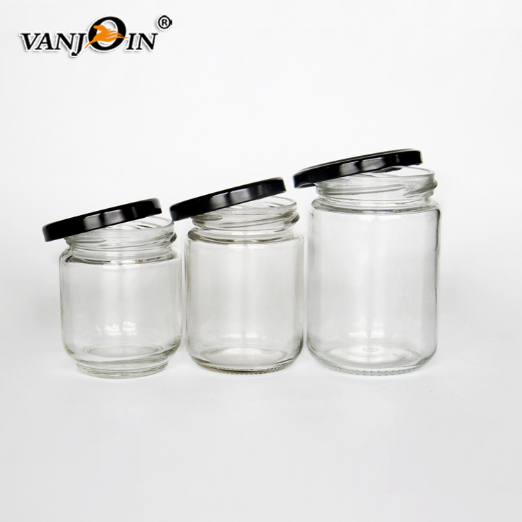 12oz Empty Round Hermetic Pickle Food Jam Glass Storage Jar With Lug Lid