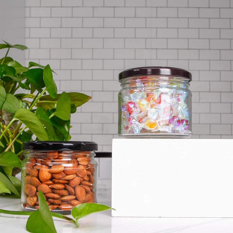 12oz Empty Round Hermetic Pickle Food Jam Glass Storage Jar With Lug Lid