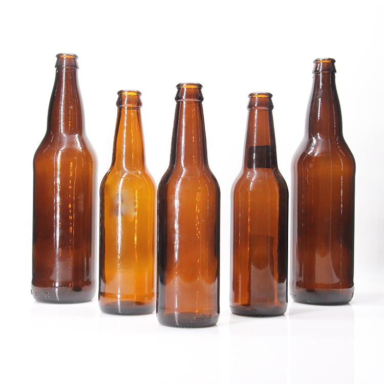 12oz transparent brown glass beer bottle with cap