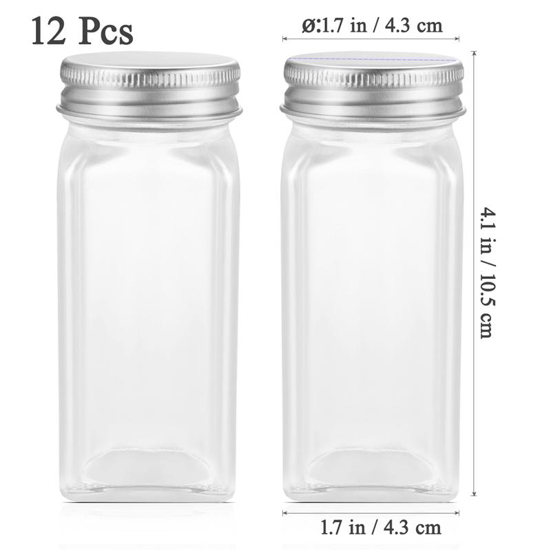 12pcs Spice Jars Kitchen Organizer Storage Holder Container Glass Seasoning Bottles With Cover Lids Camping Condiment Containers