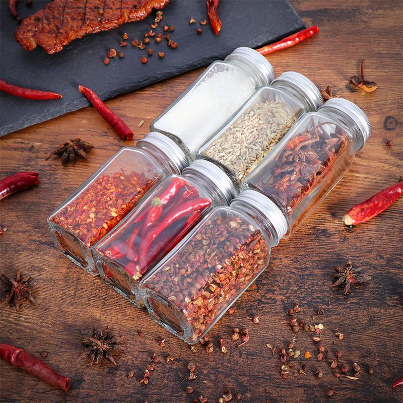 12pcs Spice Jars Kitchen Organizer Storage Holder Container Glass Seasoning Bottles With Cover Lids Camping Condiment Containers