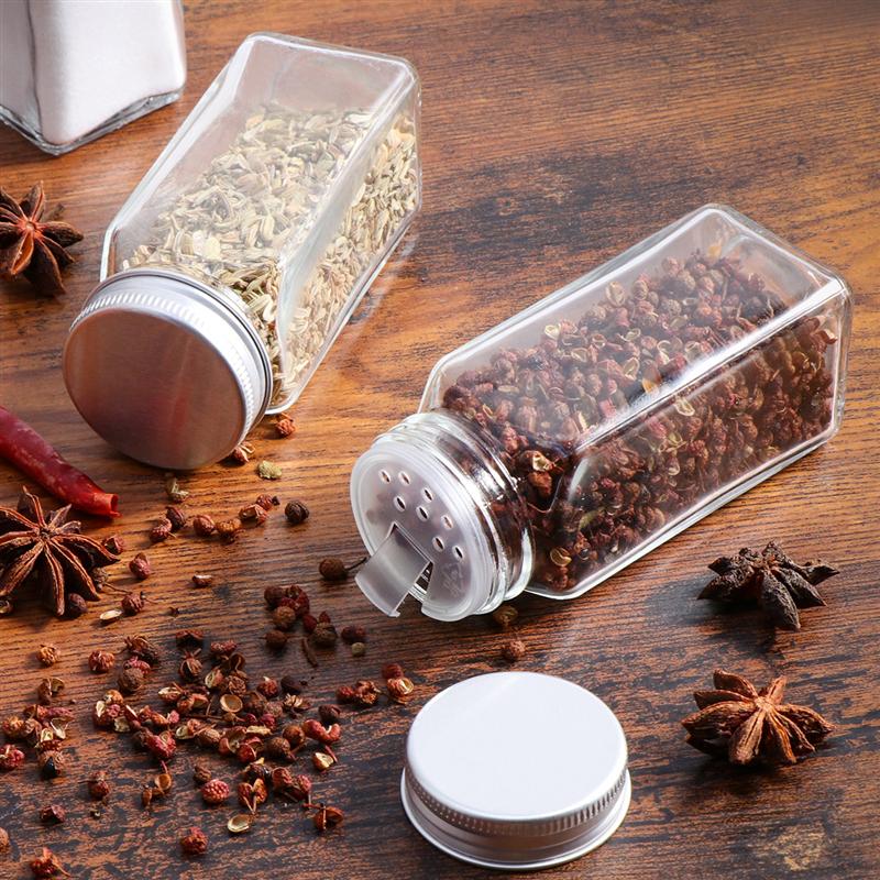 12pcs Spice Jars Kitchen Organizer Storage Holder Container Glass Seasoning Bottles With Cover Lids Camping Condiment Containers