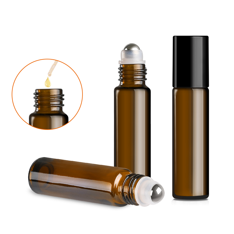 12pcs blue amber glass attar liptint roll on applicator bottle 5ml 10ml for perfume essential oil deodorant cosmetic