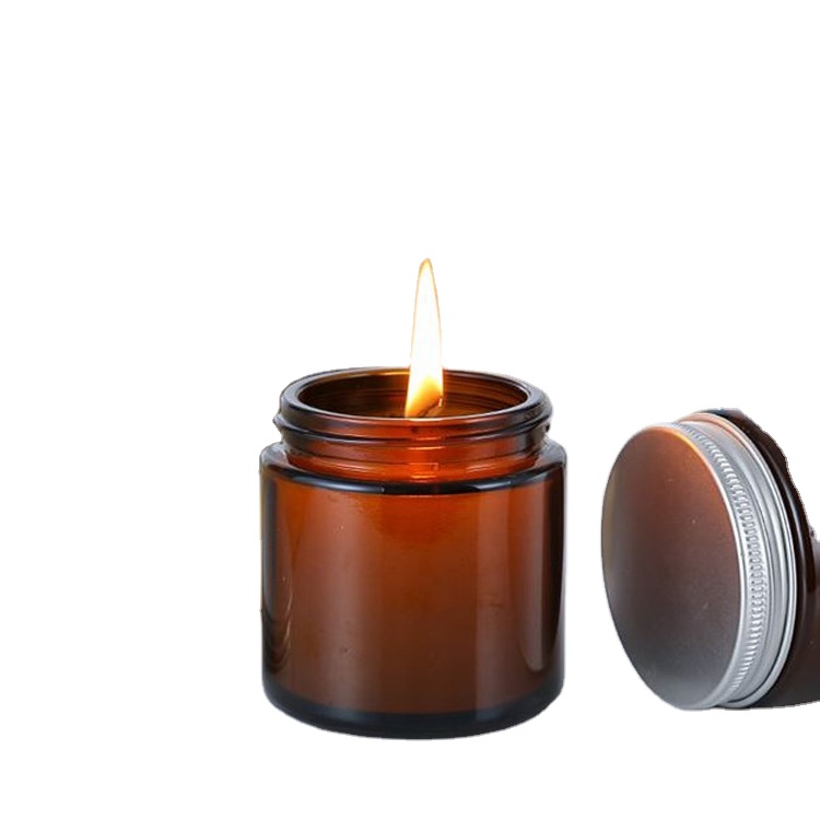 13 oz scented colorful candle in glass jar with rose gold lid