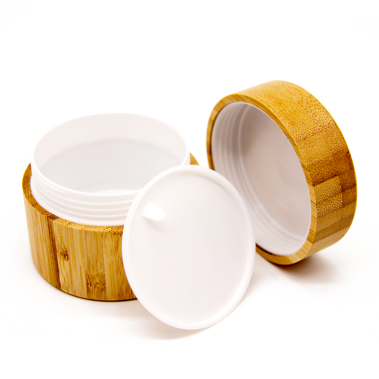 130/150G Bamboo Cosmetic Jar Inner Plastic For Skin Cream Package Use For Cosmetic