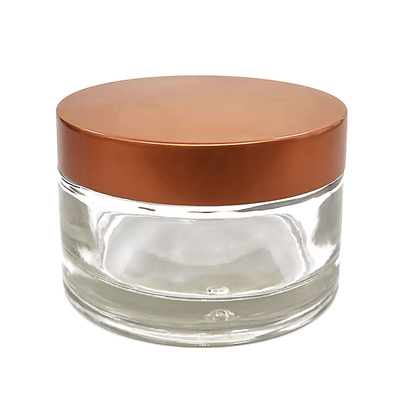 130ML thick glass cream jar bottle with screw white lid and inner pad cosmetic storage container