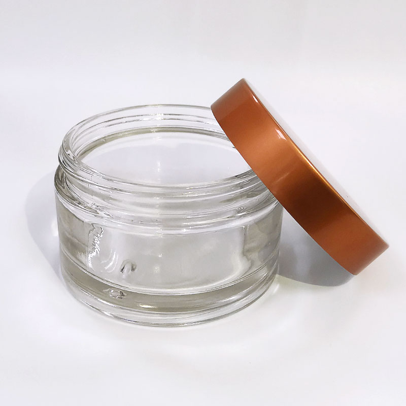 130ML thick glass cream jar bottle with screw white lid and inner pad cosmetic storage container