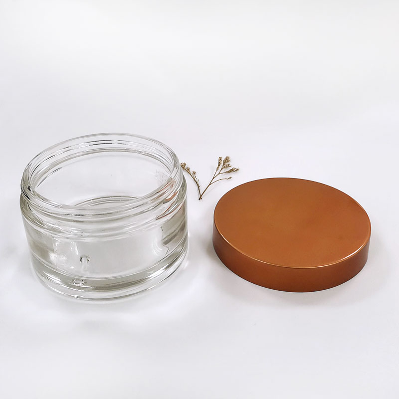 130ML thick glass cream jar bottle with screw white lid and inner pad cosmetic storage container