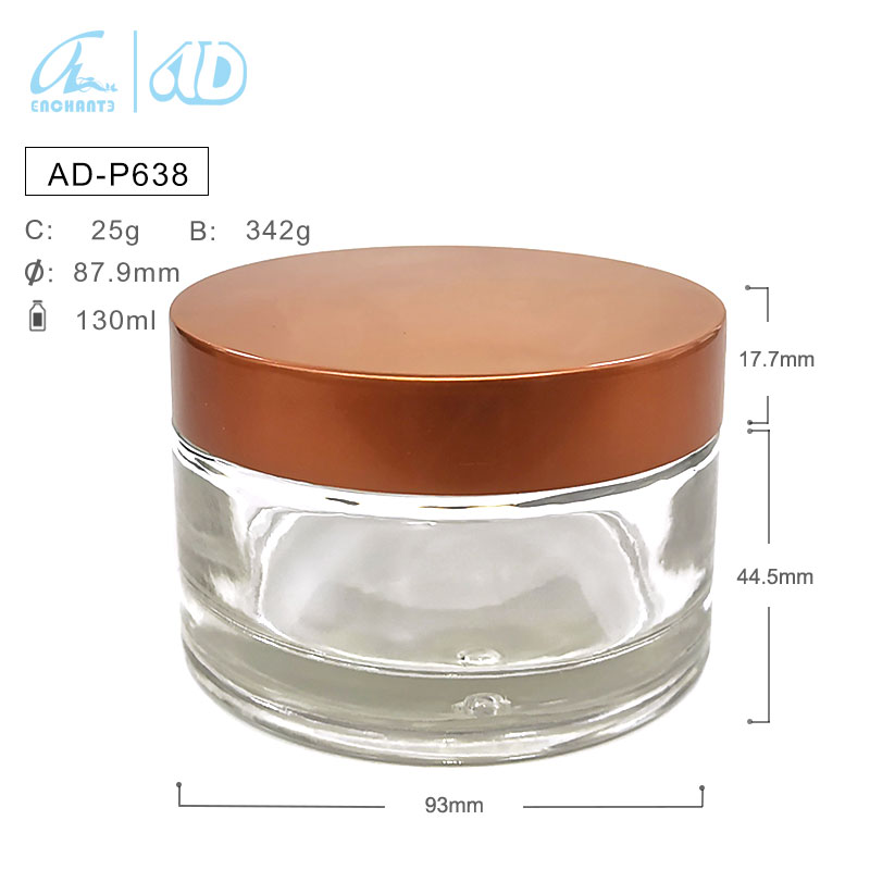 130ML thick glass cream jar bottle with screw white lid and inner pad cosmetic storage container