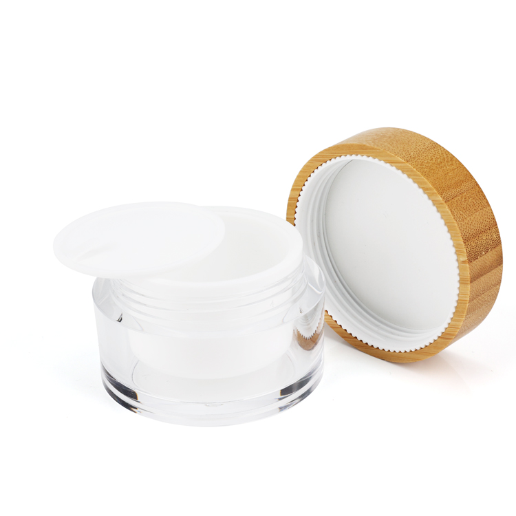 130g 100g 80g 60g luxury face cream jars with bamboo wooden aluminum screw lids cosmetic glass jar